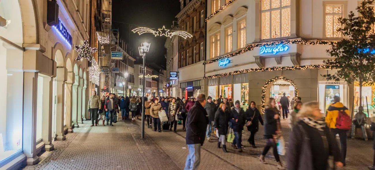 Heidelberg street lined with an array of bars, cafes, and nightclubs