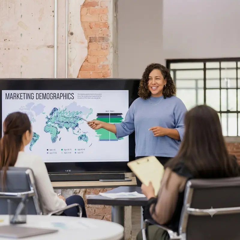 A Global Marketing Manager Showing Marketing Demographics