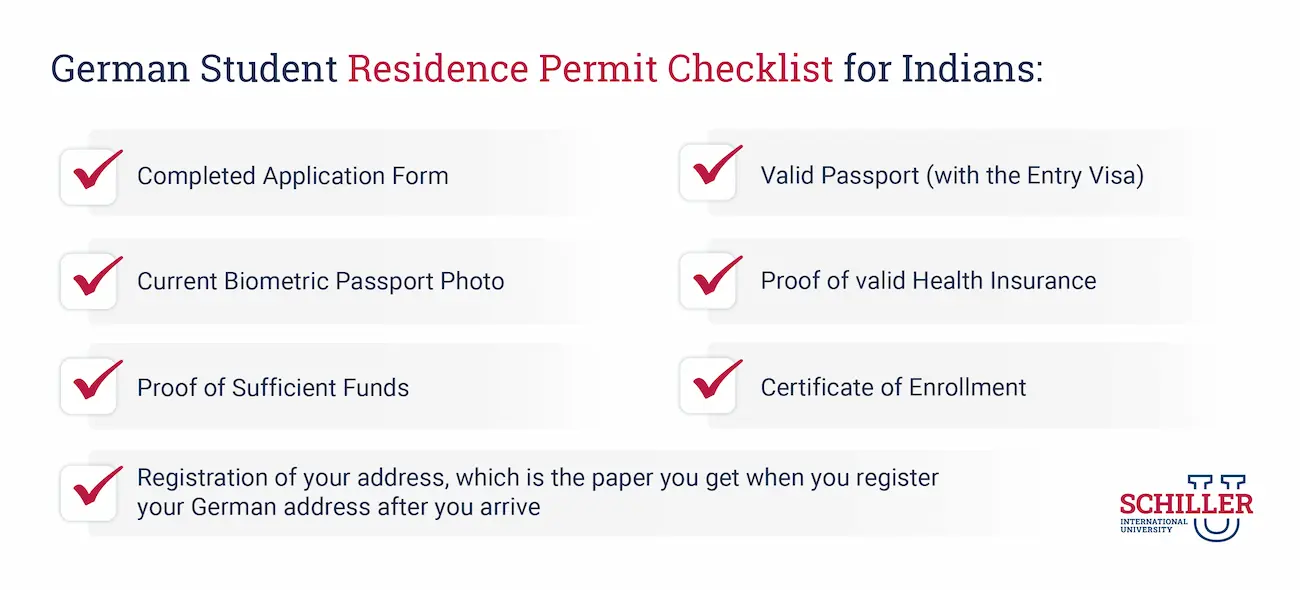 German Student Residence Permit Checklist for Indians